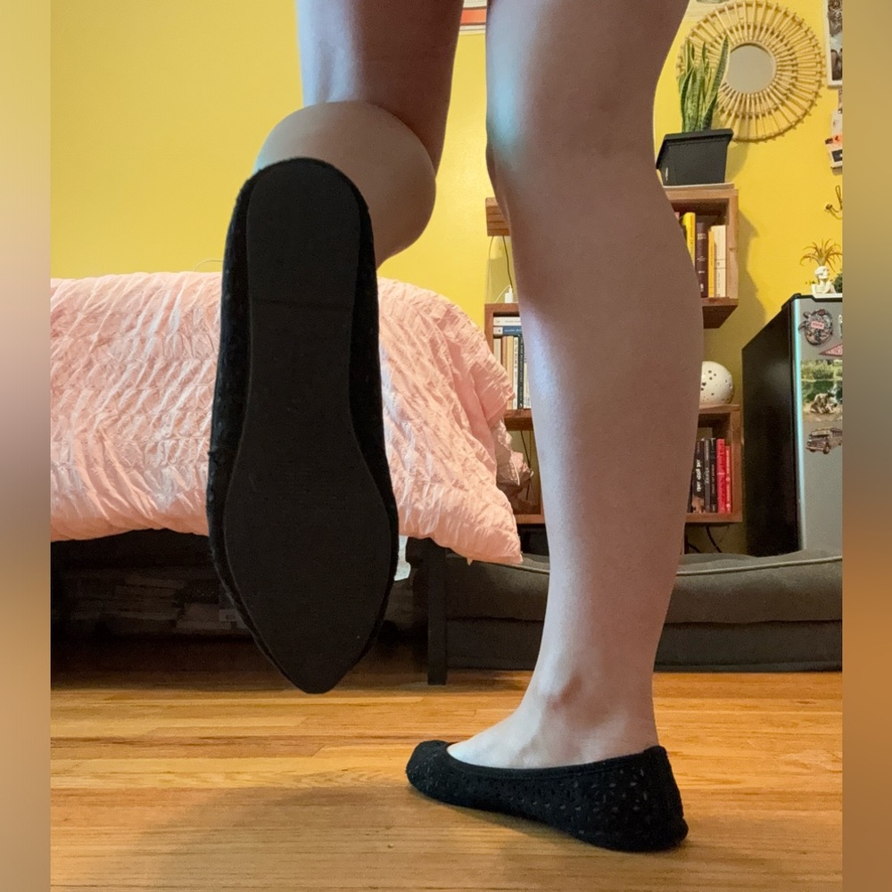 Well Worn Black Flats Size 8